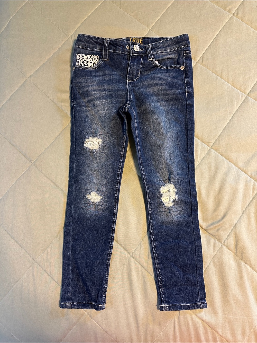 True Craft Kids Dark Blue Ripped Skinny Jeans